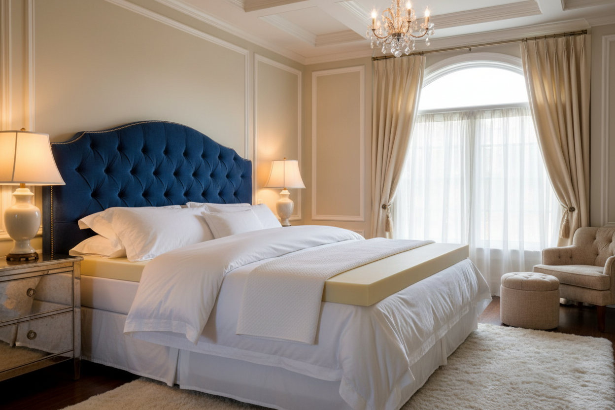 Natural Talalay Latex Topper King lifestyle master bedroom shot