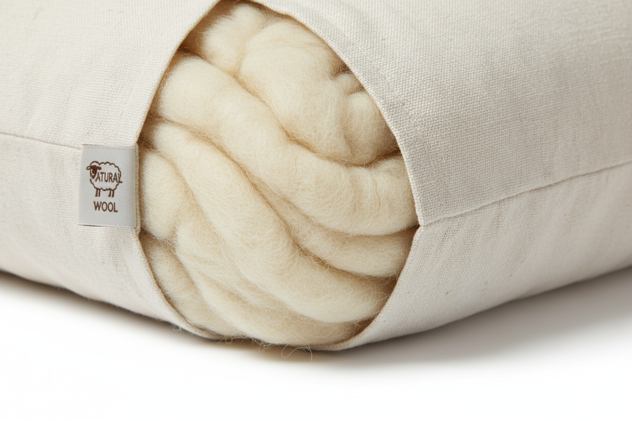 Natural Wool Pillow wool fiber texture detail